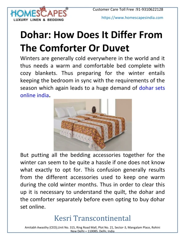 Dohar: How Does It Differ From The Comforter Or Duvet