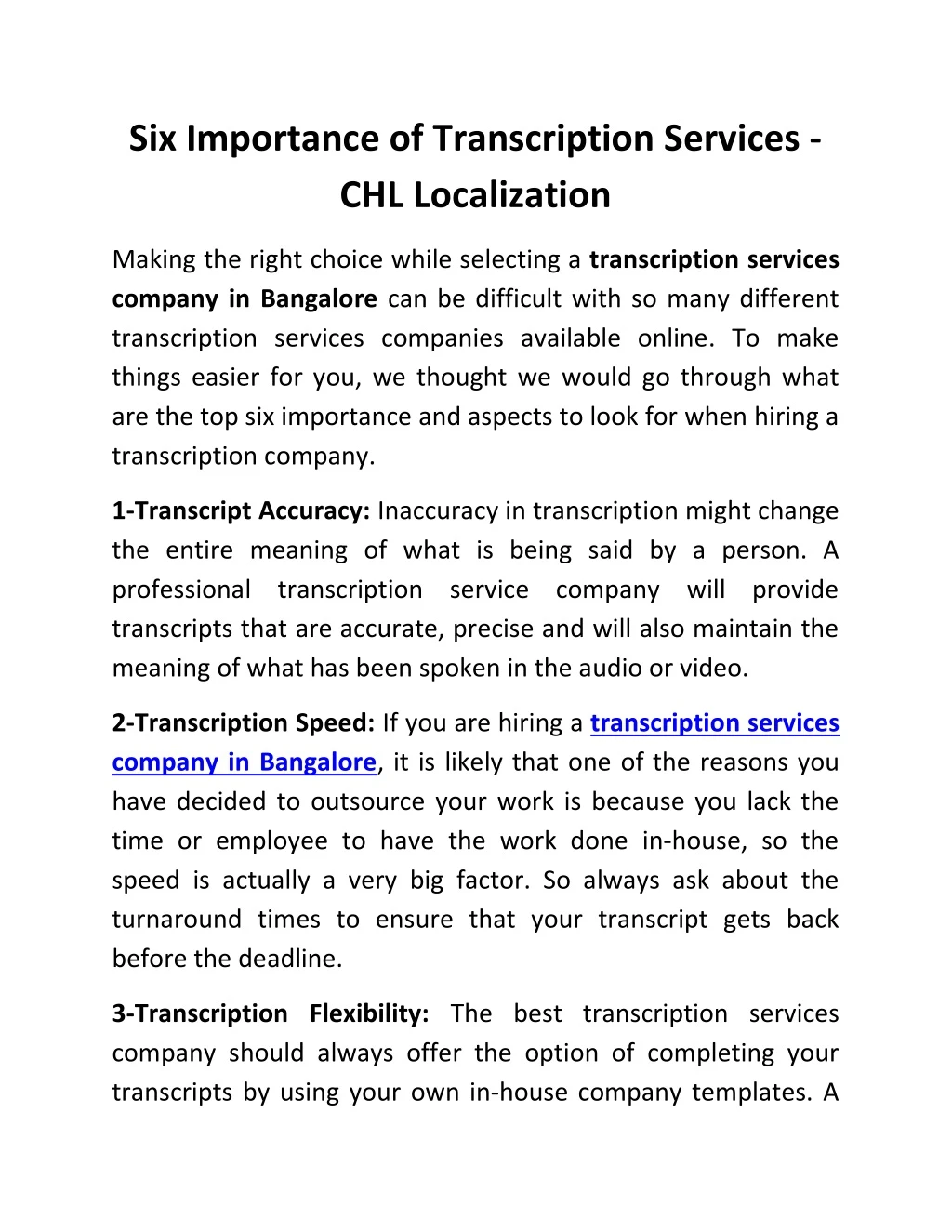 six importance of transcription services