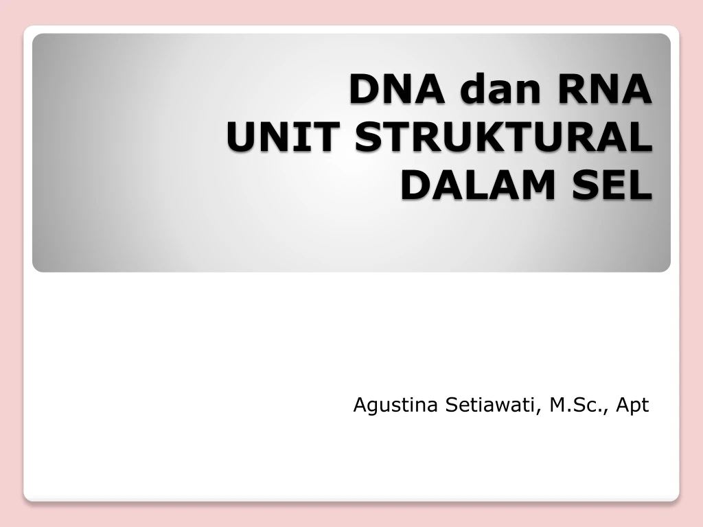 dna dan rna unit struktural dalam sel