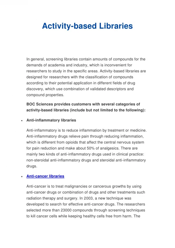 activity based libraries