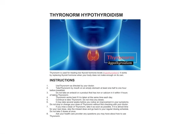 Thyronorm hypothyroidism