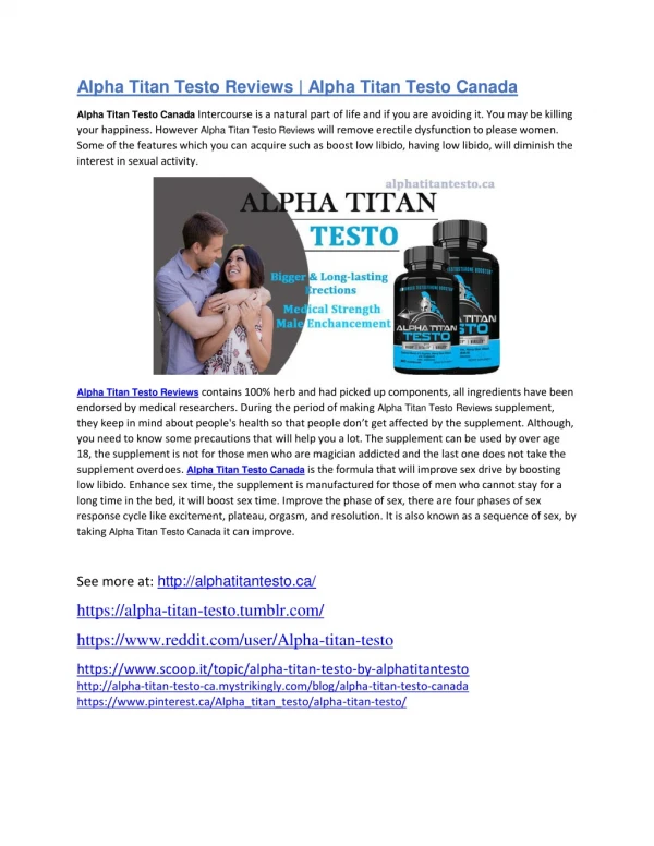 Alpha Titan Testo Reviews | Alpha Titan Testo Canada