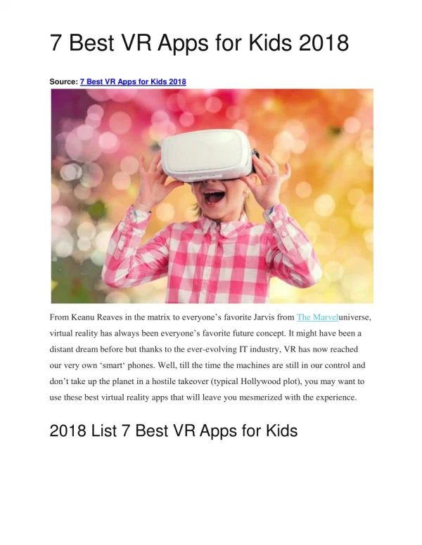 7 Best VR Apps for Kids 2018