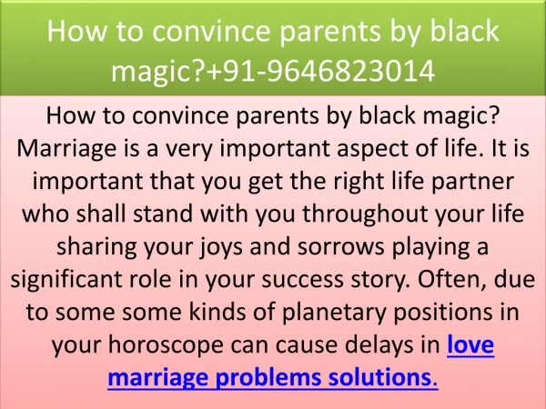 How to convince parents by black magic? 91-9646823014