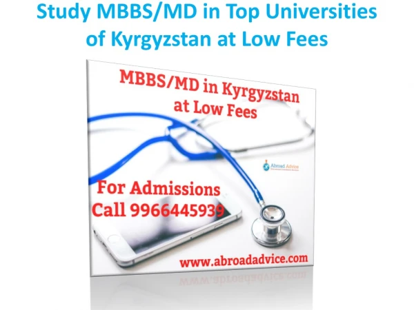 Study MBBS/MD in Top Universities of Kyrgyzstan at Low Fees
