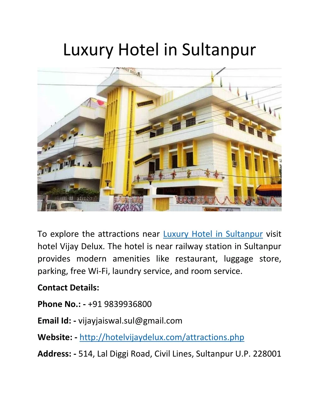 luxury hotel in sultanpur