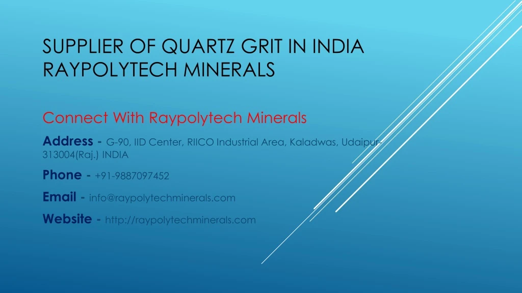 supplier of quartz grit in india raypolytech minerals