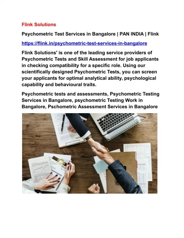 Psychometric Test Services in Bangalore