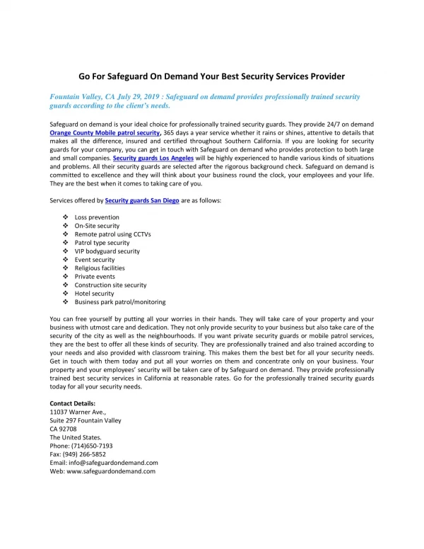 go for safeguard on demand your best security