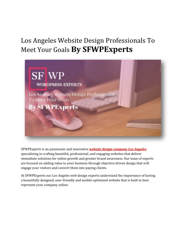 Los Angeles Website Design Professionals To Meet Your Goals
