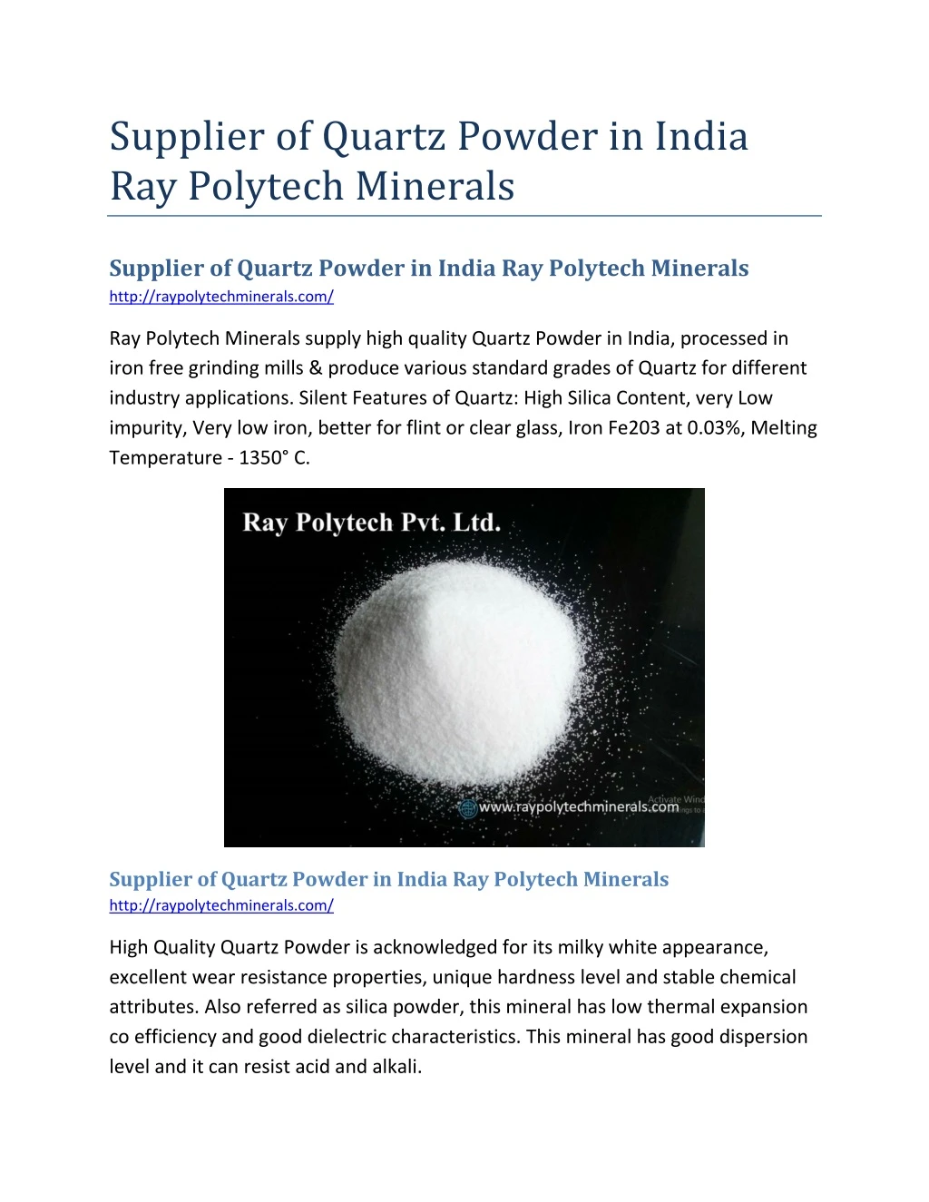 supplier of quartz powder in india ray polytech