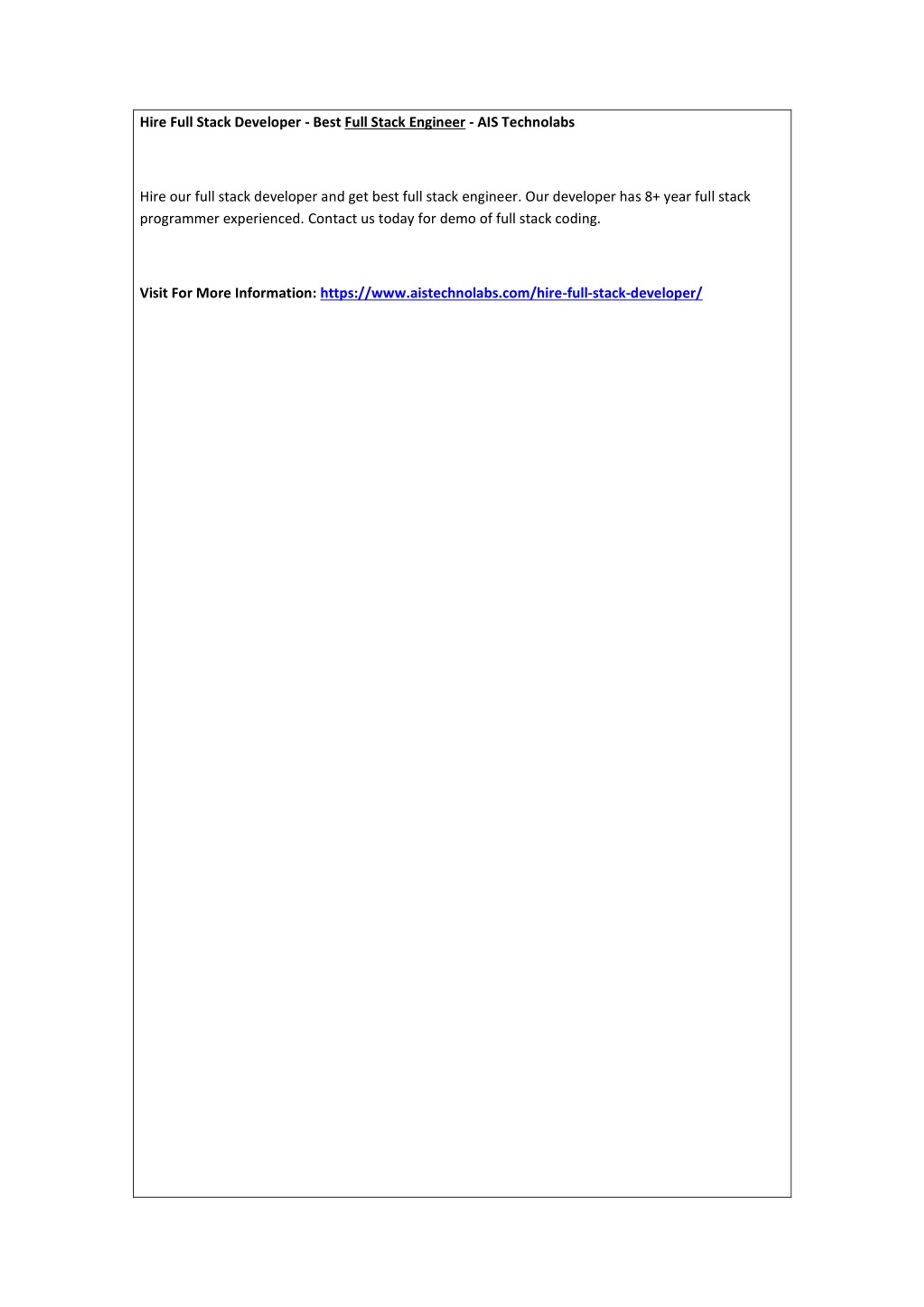 PPT - Hire Full Stack Developer - Best Full Stack Engineer - AIS ...