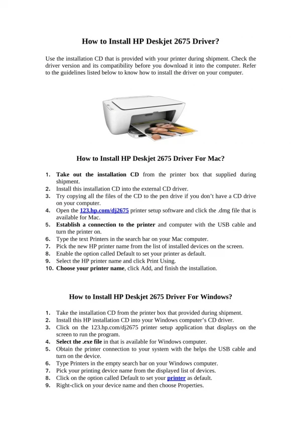 How to Install HP Deskjet 2675 Driver?
