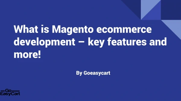 What is Magento ecommerce development – key features and more!
