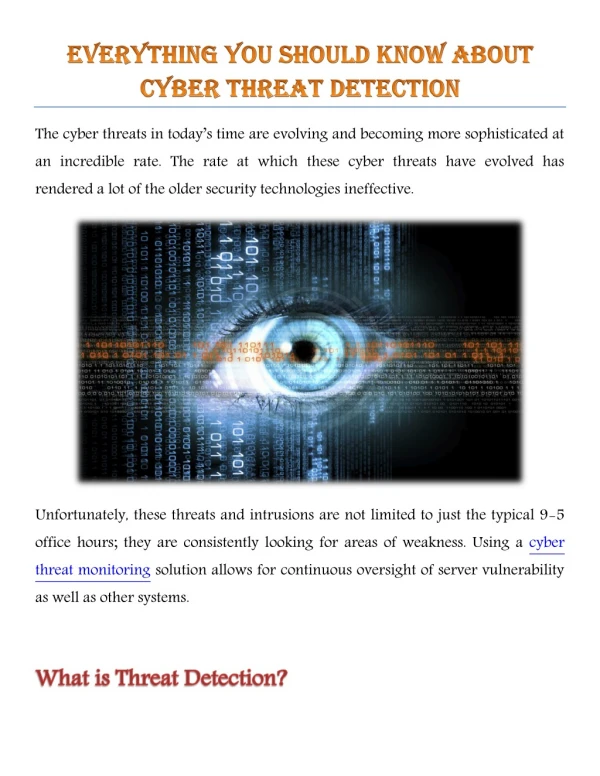 Everything You Should Know About Cyber Threat Detection