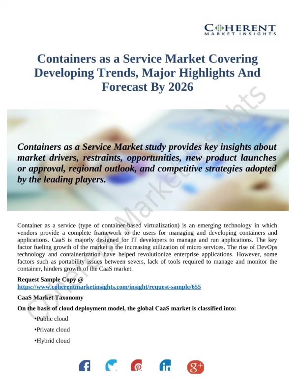 Container-as-a-Service Market By Manufacturers, Regions, Type And Application Forecast To 2026