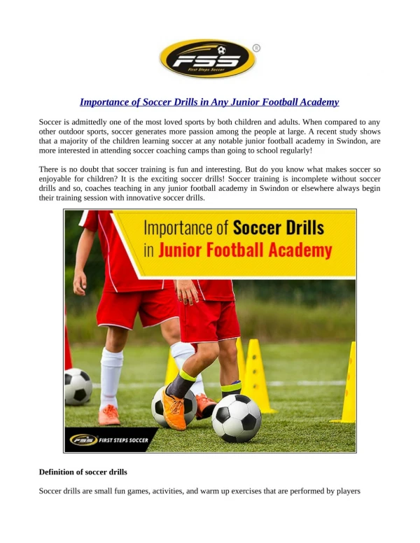 Importance of Soccer Drills in Any Junior Football Academy