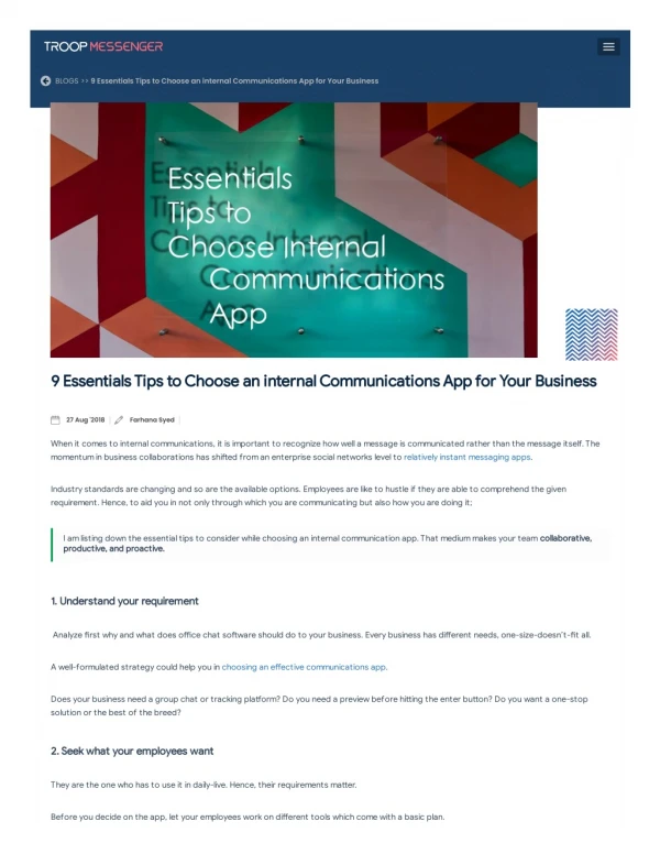 9 Essentials Tips to Choose an internal Communications App