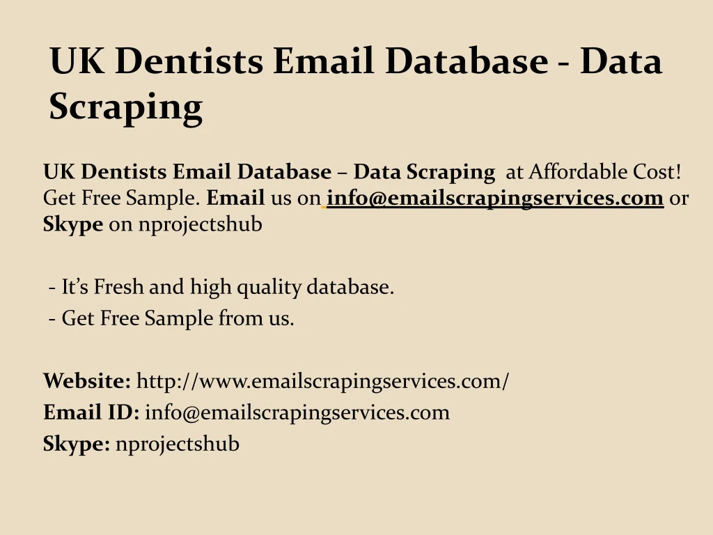 uk dentists email database data scraping