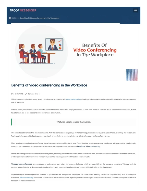 Benefits of Video conferencing in the Workplace
