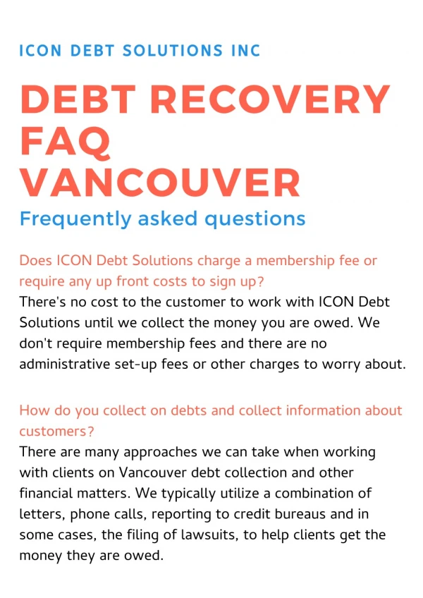 Debt Recovery FAQ Vancouver