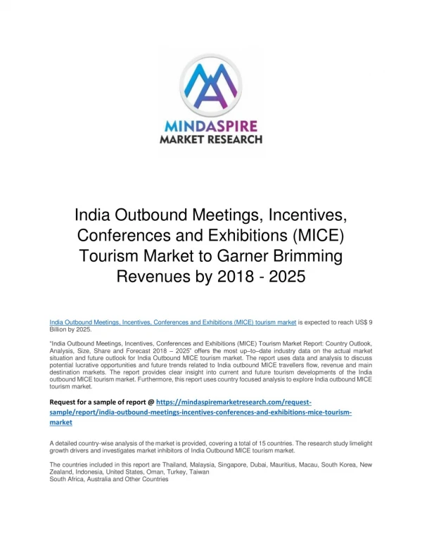India Outbound Meetings, Incentives, Conferences and Exhibitions (MICE) Tourism Market