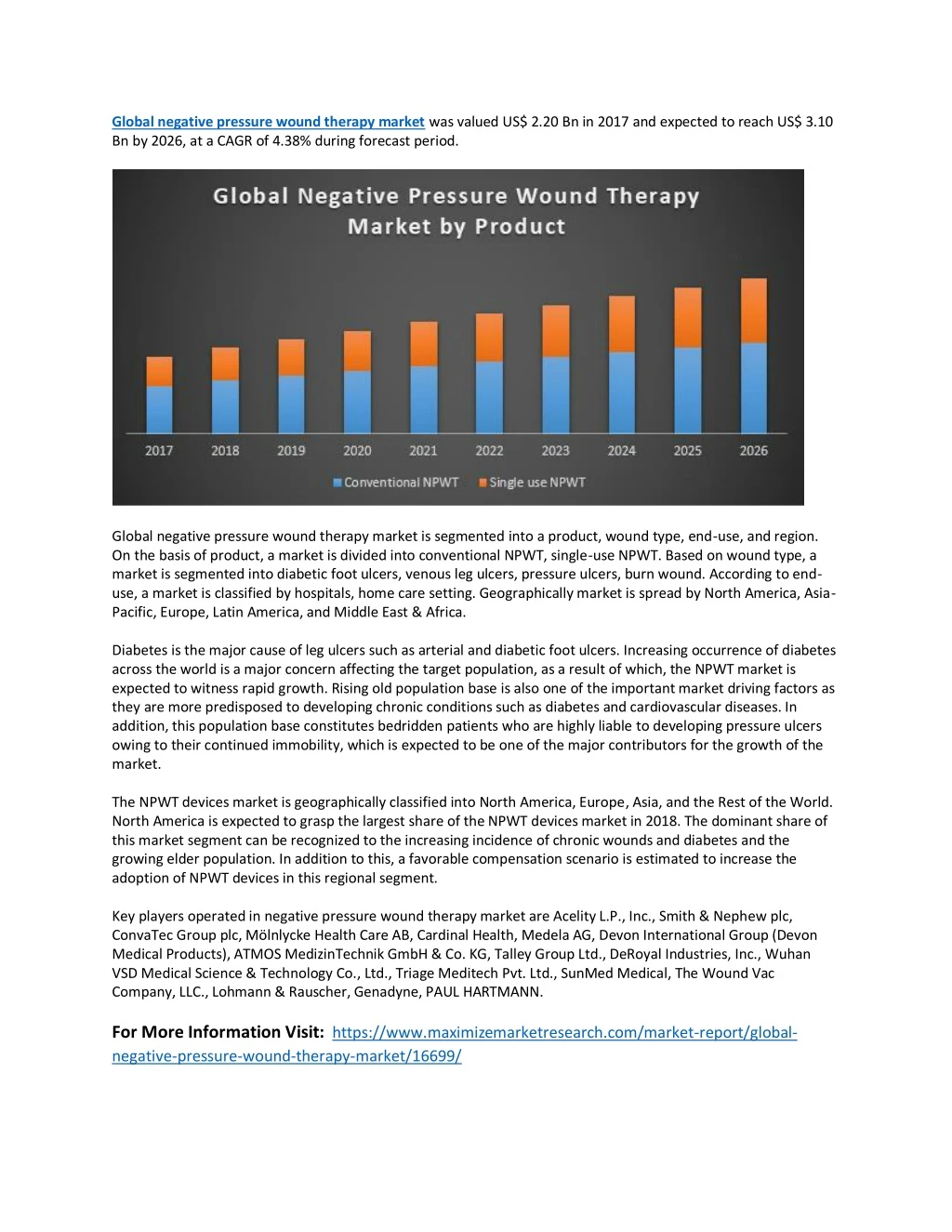 global negative pressure wound therapy market