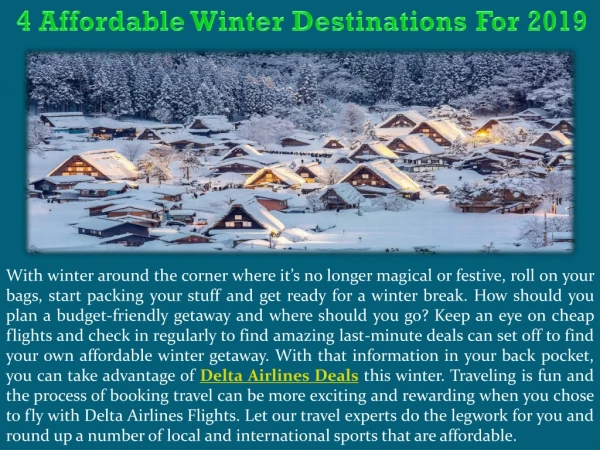 4 Affordable Winter Destinations For 2019