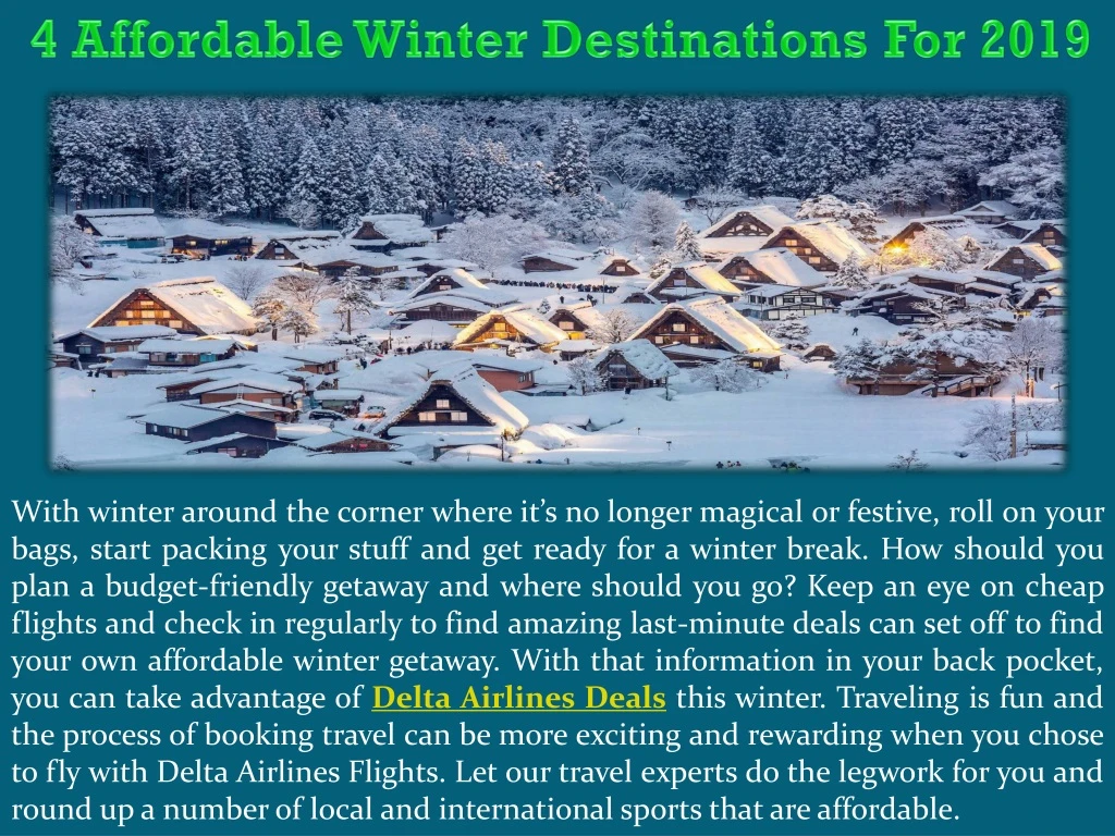 4 affordable winter destinations for 2019