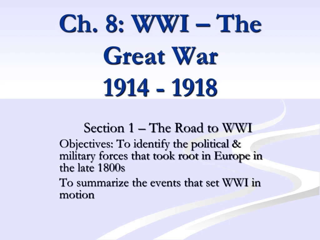 ch 8 wwi the great war 1914 1918