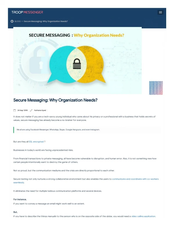 Secure Messaging: Why Organization Needs?