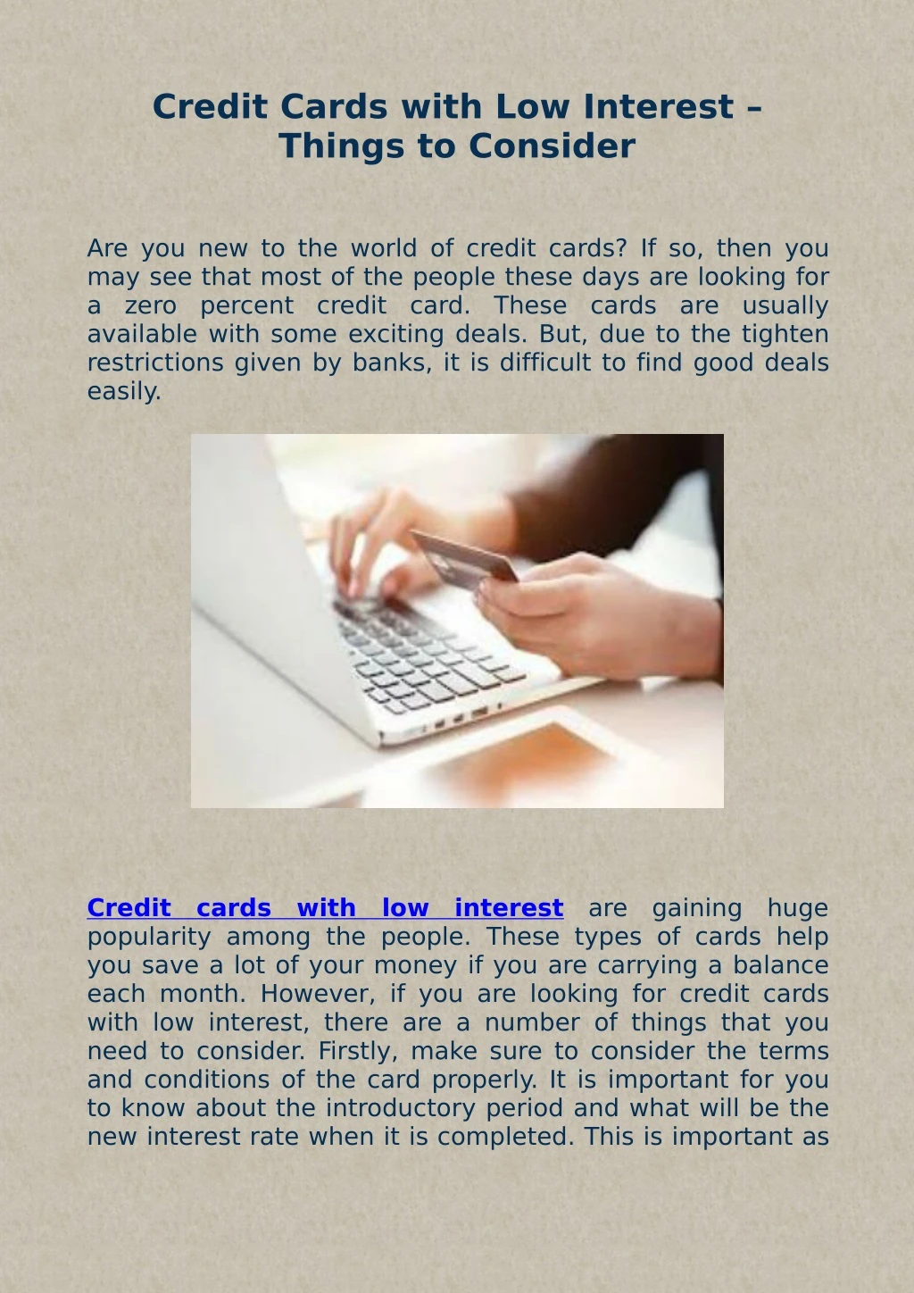 credit cards with low interest things to consider