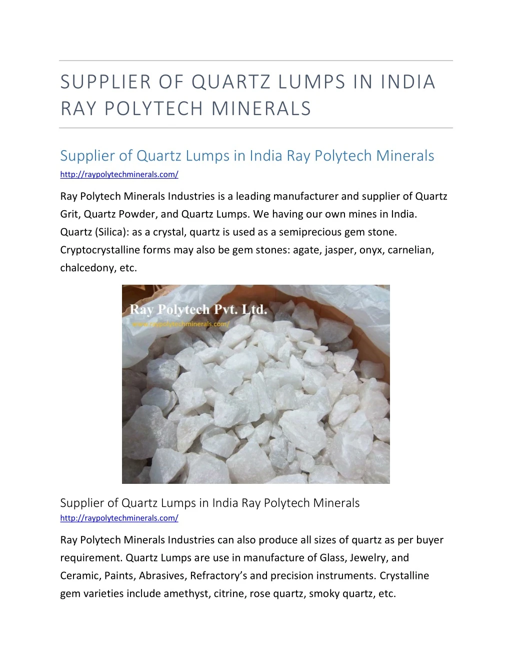 supplier of quartz lumps in india ray polytech