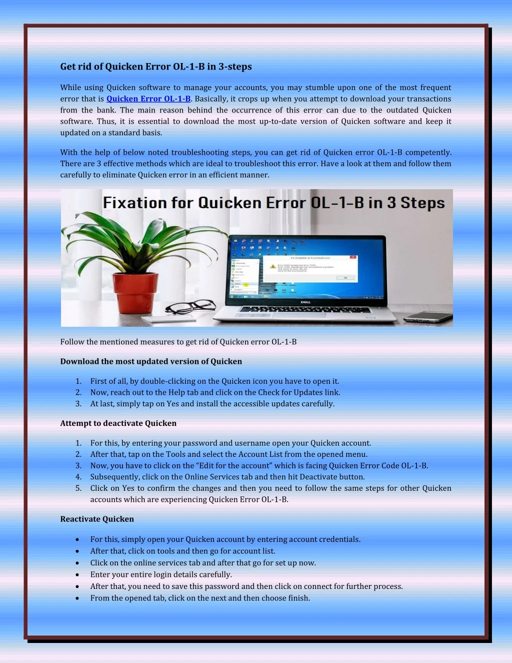 PPT - Get Rid Of Quicken Error OL-1-B In 3-steps PowerPoint ...