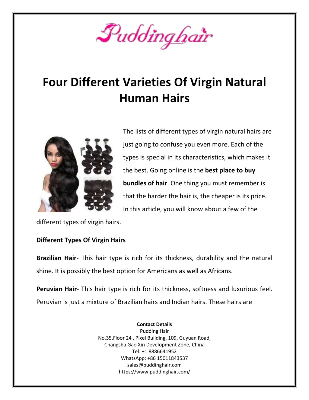 four different varieties of virgin natural human