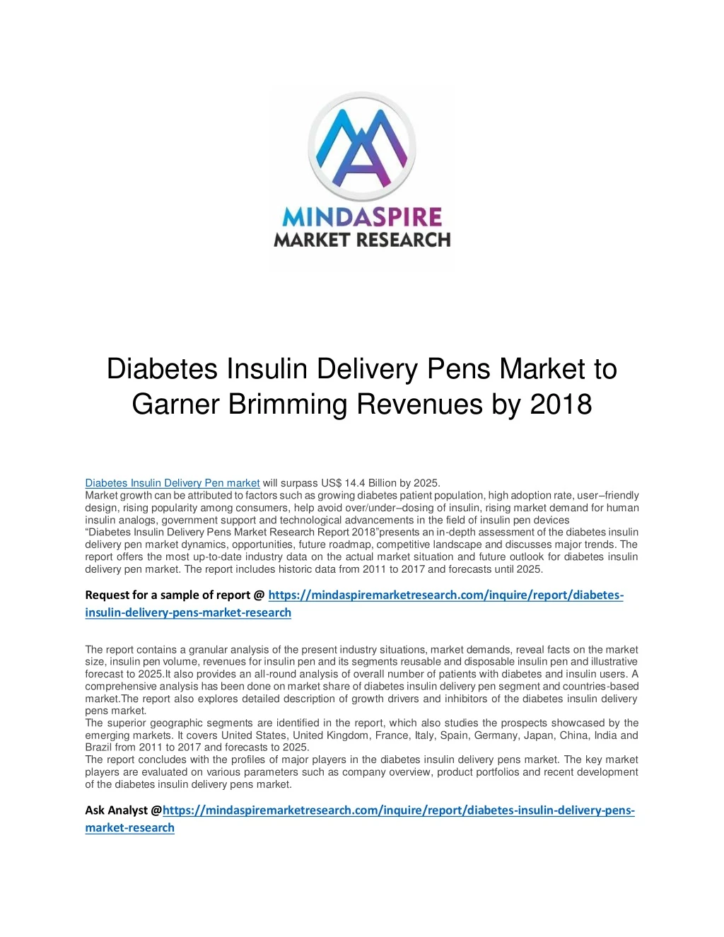 diabetes insulin delivery pens market to garner