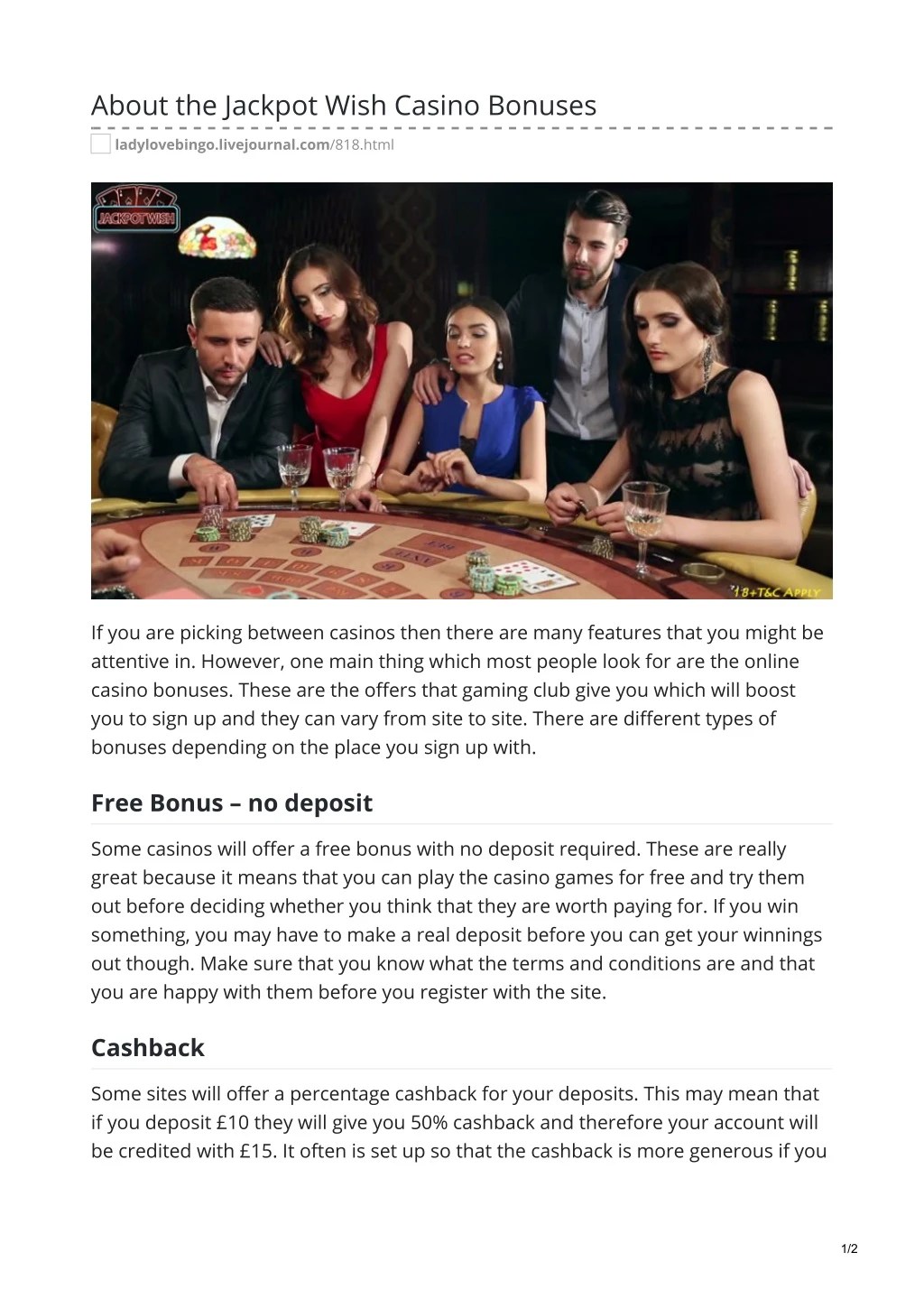 about the jackpot wish casino bonuses