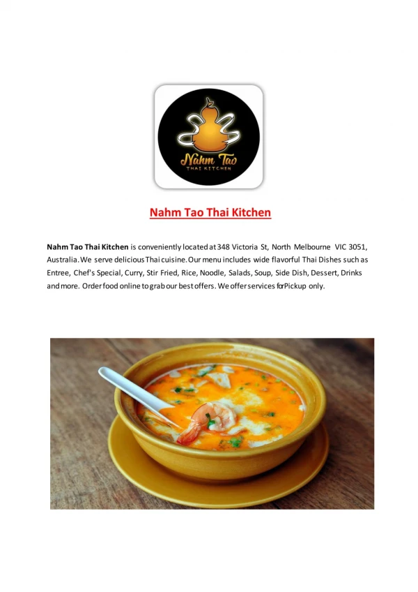 15% Off - Nahm Tao Thai Kitchen-North Melbourne - Order Food Online
