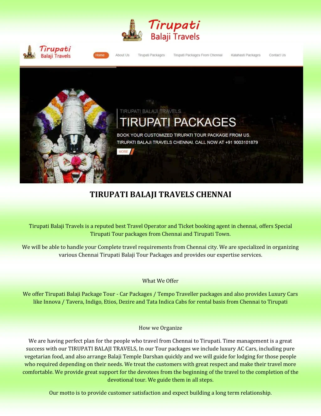 tirupati balaji travels chennai