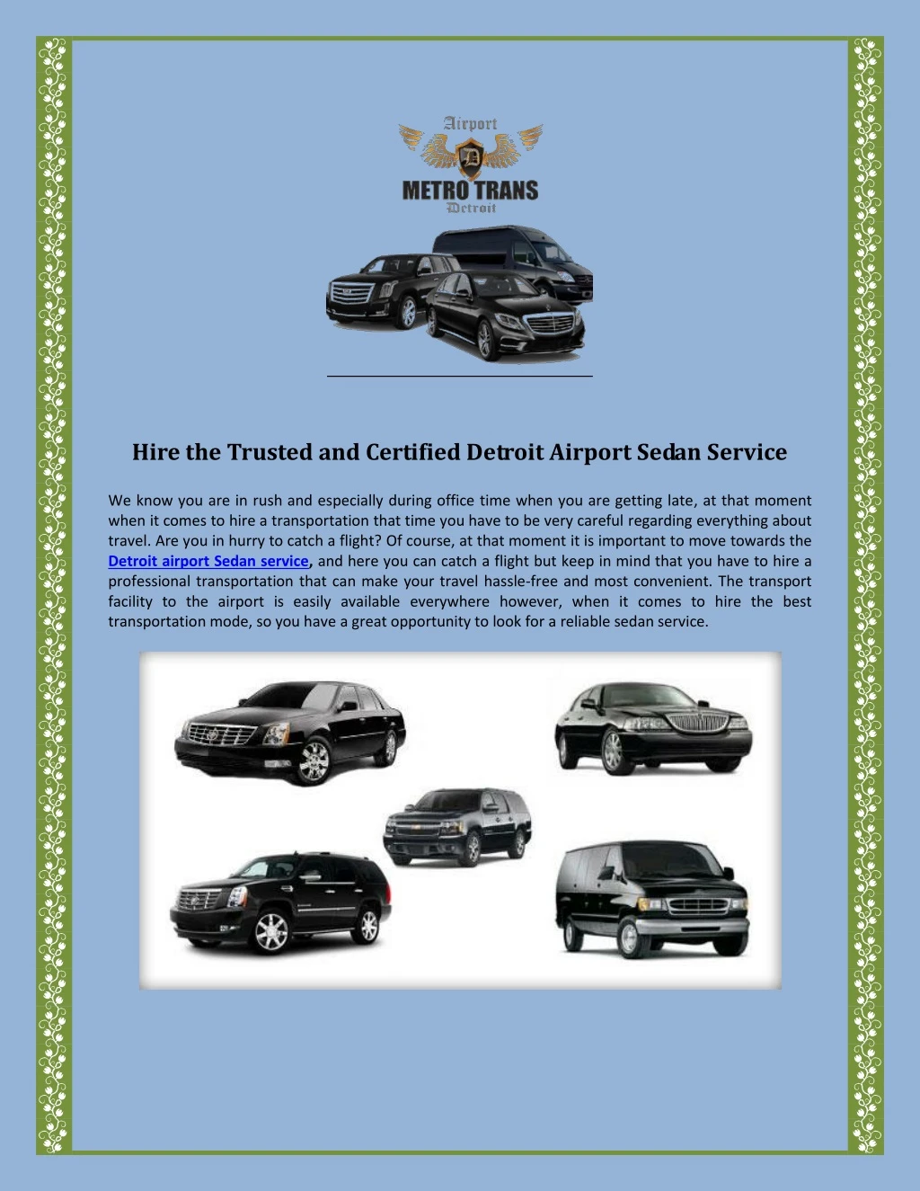 hire the trusted and certified detroit airport