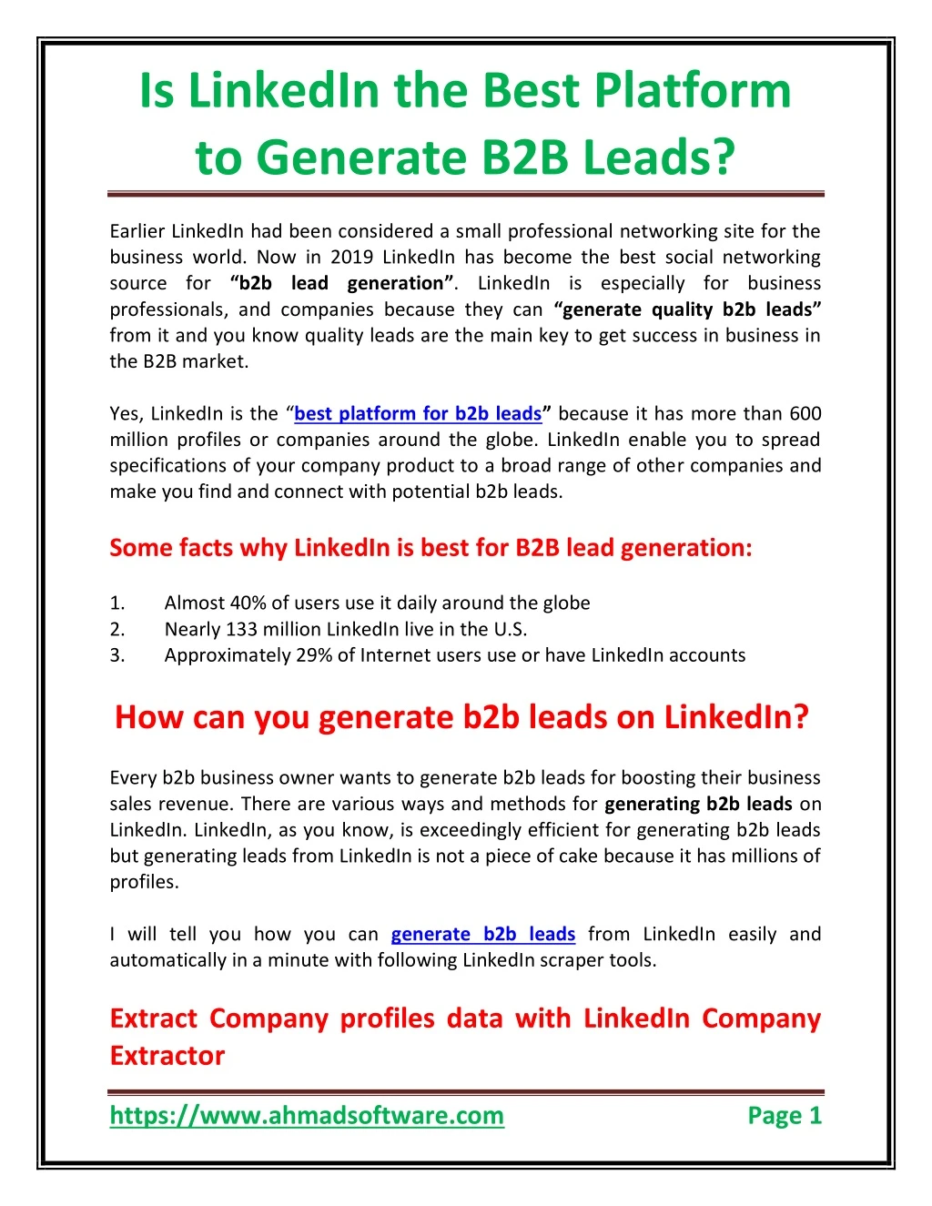 is linkedin the best platform to generate