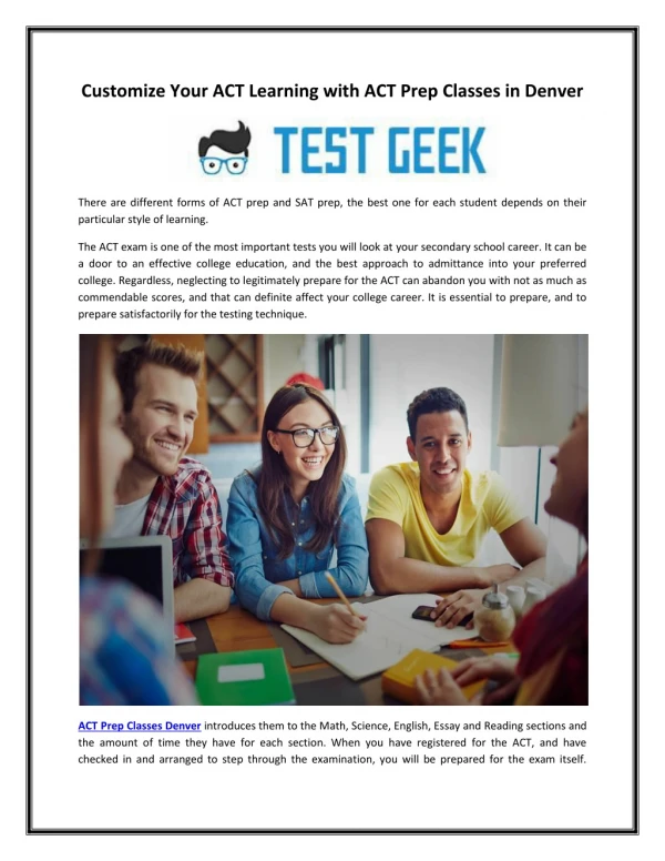 Customize Your ACT Learning with ACT Prep Classes in Denver