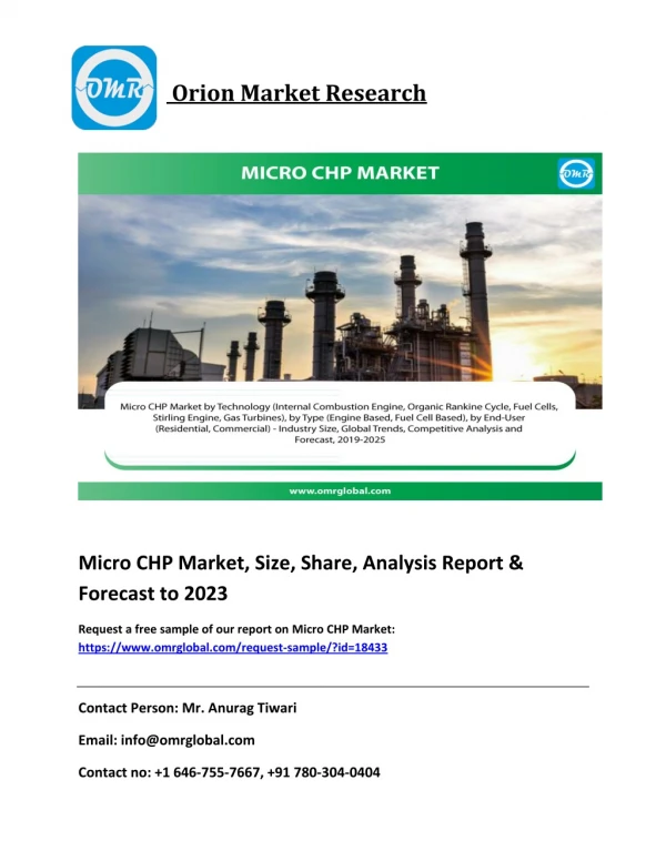 Micro CHP Market: Size, Share & Forecast and Forecast 2018-2023