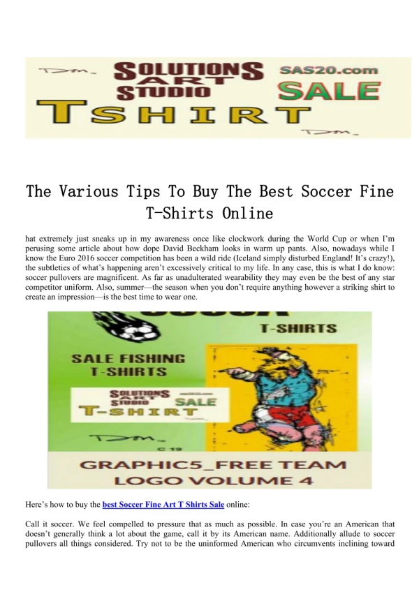 The Various Tips To Buy The Best Soccer Fine T-Shirts Online