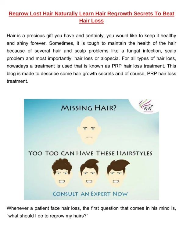 Regrow Lost Hair Naturally Learn Hair Regrowth Secrets to Beat Hair Loss