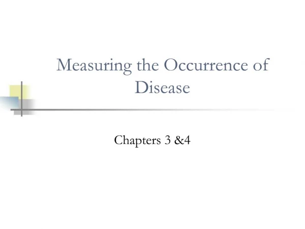 Measuring the Occurrence of Disease