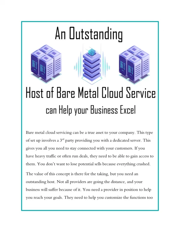 An Outstanding Host of Bare Metal Cloud Service can Help your Business Excel