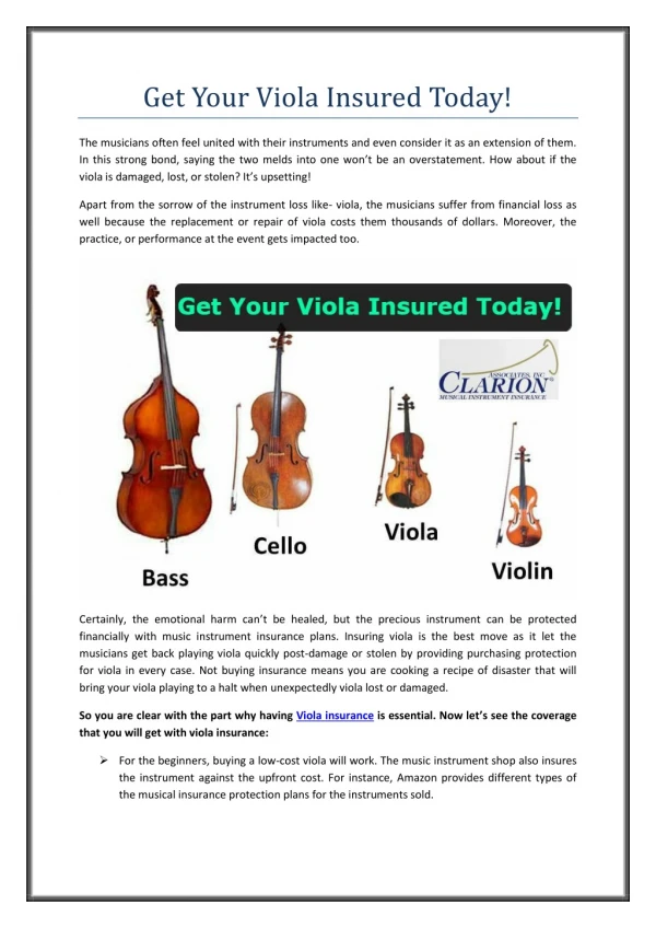 Get Your Viola Insured Today!
