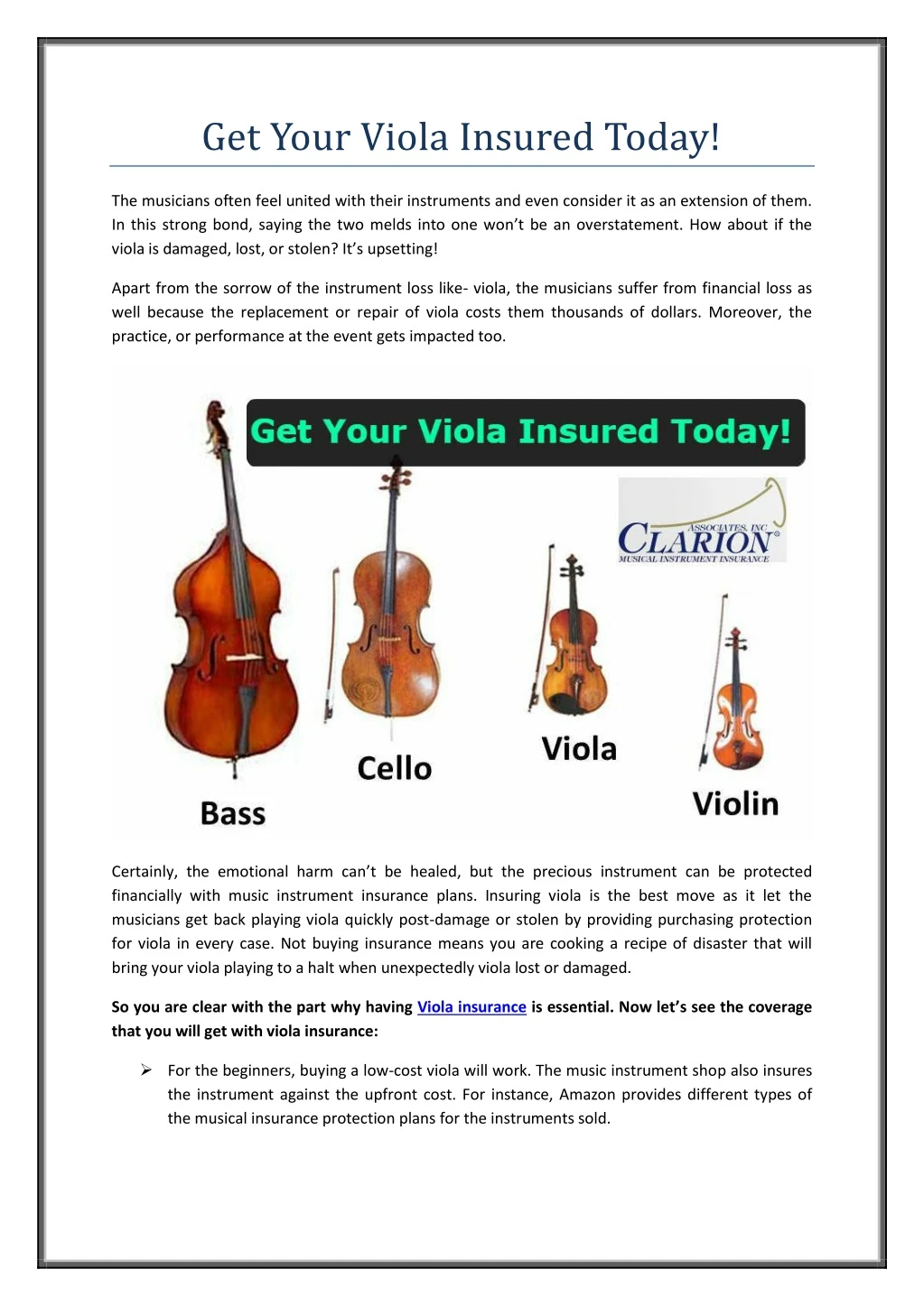 get your viola insured today