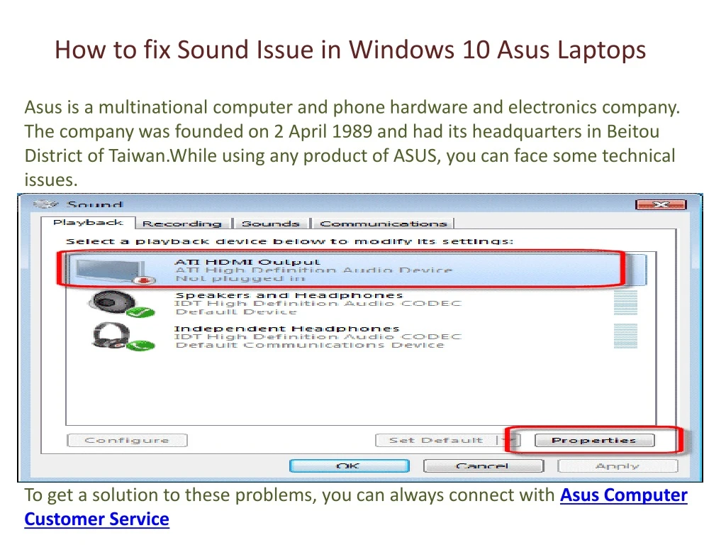 how to fix sound issue in windows 10 asus laptops